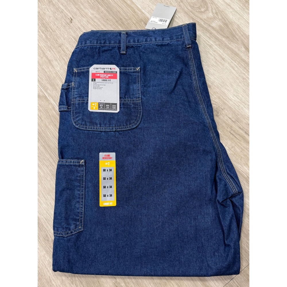 Carhartt FR Flame Resistant Loose Fit Utility Jeans 50x34 Blue BD0013-FRM NWT